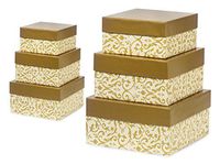 Christmas Nested Gift Box Tower, Set/6, Elegant Gold Filigree