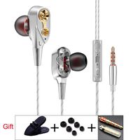 LtrottedJ7D HIFI In-Ear Earphone Dual Dynamaic Driver Super Bass Stereo Headset Headphone (silver)