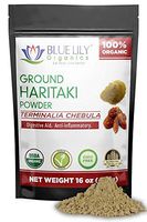 Blue Lily Organics Haritaki Powder Certified Organic 1 Lb Stand-Up Pouch, Bulk, Detox, Rejuvenate, Balance of Vata. (Terminalia Chebula)
