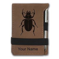 Mini Notepad, Beetle, Personalized Engraving Included (Dark Brown)