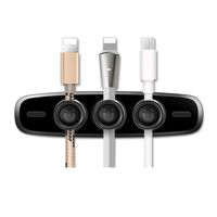 ProElife 2-Pack Cable Organizer Magnetic Clip Desktop Cord Management Holder Removable Washable Adhesive Base for Home Office Using in Car for Phone PC Mouse USB Cord (Black)