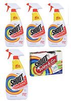 Shout Triple-Acting 30 oz Stain Remover Spray (Pack of 4) Made in USA + Free Wipe & Go Wipes
