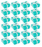 Wedding Gift Boxes - 24 Pack Candy Favor Boxes, DIY Assembly Small Treat Boxes, Perfect for Guest Favors, Anniversary, Proposal and Engagement Party, Turquoise, 3.7 x 3.7 x 1.6 Inches