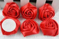 YAKA 30pcs Handmade Stereo Fabric Rose Flowers for DIY Headdress Flowers Headbands Clips,Rose Wedding Decor Hair Bow Appliques Craft Sewing Accessories Red