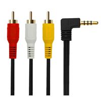 3.5 mm to RCA AV Camcorder Video Cable,3.5mm Male to 3RCA Male Plug Stereo Audio Video AUX Cable for Smartphones,MP3, Tablets,Speakers,Home Theater (3.5 Elbow to 3RCA with Shield 1.5m)