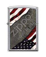 Zippo"USA Flag-Made in USA" Street Chrome Finish Lighter, 1276