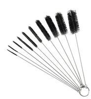 Tube Brush Kit Varying Diameters: 2, 3, 4, 6, 8, 9,12, 16, 20, 24mm10 Pcs Approx. 8 Inch Nylon Cleaning Brush Set Tube Brushes Pipe Cleaner for Drinking Straws Keyboards (Black)
