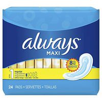 Always Maxi Feminine Pads for Women, Regular Absorbency, 24 Count, No Wings, Unscented (24 Count)