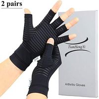2 Pairs Arthritis Gloves,Copper Compression Arthritis Gloves,Fingerless Hand Gloves for Women and Men,Carpal Tunnel, RSI Osteoarthritis,Computer Typing, and Everyday Support (Black, Small)