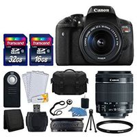 Canon EOS Rebel T6i 24.2 MP EF-S DSLR Camera + Canon EF-S 18-55mm f/3.5-5.6 STM Zoom Lens + Large Gadget Bag+ Wireless Remote + USB Card Reader + 58mm UV Filter + 48GB Memory Card + Ultimate Bundle