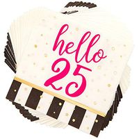 Sparkle and Bash Hello 25 Birthday Cocktail Napkins, 50 Pack, 5 in
