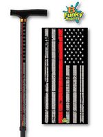 Adjustable Stylish T Handle Aluminum Walking Cane Self Adjusting Firefighter Thin Red Line