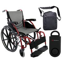 Karman S-Ergo 115 Ultra Lightweight Ergonomic Wheelchair | Seat Size 18" X 17" | Swing Away Footrest | Fixed Wheels and Mag Wheels in Red & Free 130 dB Black Safety Alarm!