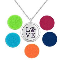 Q&Locket Love Dog Pawprint Stainless Steel Premium Aromatherapy Essential Oil Diffuser Locket Necklace (Love Dog)