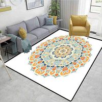 Bigdatastore Moon & Stars Area Rug Anti Slip, Style Traditional Pattern Cosmos Symbol Geometric Ornamental Motif, Fashionable High Class Living Bedroom Rugs(8'x 10')