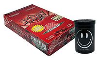 Herb Airtight Container Fresh Kettle with Juicy Jay's Strawberry 1.25 Flavored Hemp Rolling Papers 24 Count Box DC Crafts Nation- Happy Face