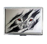 Wolf Red Eyes Design Stainless Steel ID Cigarettes Case Holder Stylish Credit Card Wallet