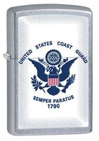 Zippo Pocket Lighter Coast Guard Windproof Lighter, Street Chrome