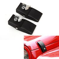 JeCar Steel Hood Latches Lock for Jeep Wrangler 2007-2018 JK JKU JL Unlimited Rubicon Sahara X Off Road Sport Exterior Accessories (Black 1 Pair)