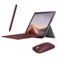 Microsoft Surface Pro 7 2 in 1 Touchscreen PC Tablet 12.3" 2736x1824, 10th Gen i5, 8GB RAM, 128GB SSD, 4 Core up to 3.70 GHz, USB-C, Backlit, Webcam, Win 10 w/Burgundy Type Cover, Pen and Mouse