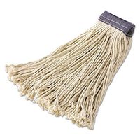 Rubbermaid Commercial Premium Cut-End Cotton Mop Head, White, 24 Oz, 5-In. Blue Headband, 12/Carton