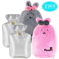 Faxco 2 Pack Cute Rabbit Hot Water Bottle, Cute Stuffed Animal Cover Hot Water Bag, Bunny Water Hand Warmer