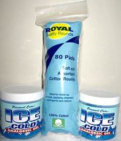Ice Cold Analgesic Gel Bundle, 2 Personal Care 8 Ounce Jars Plus 80 Count Cotton Application Pads