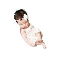Newborn Baby Photo Shoot Outfits Girl Headband Newborn Photography Props Costume Infant Clothes Rompers Lace Headdress (2 White)