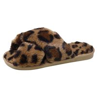 Women's Warm Leopard Plush Soft Plush Slippers Indoor Slip-Resistant Bedroom Shoes Yellow