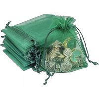 TheDisplayGuys 100-Pack 6x8 Dark Green Sheer Organza Gift Bags with Drawstring, Jewelry Candy Treat Wedding Party Favors Mesh Pouch