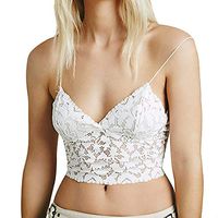 Amlaiworld Sexy Women Lingerie Floral Lace Camisole Bustier Crop Top Bra Shirt Vest White