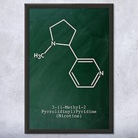 Patent Earth Framed Nicotine Molecule Print, Tobacco Control, Cigar Lounge, Cigarette Smoking, Vape Shop, Chew Dip Snuff Chalkboard (Green) (8" x 10")