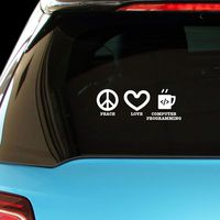 PressFans - Peace Love Computer Programming Car Laptop Wall Sticker