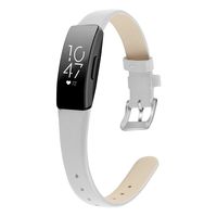 MEFEO Compatible with Fitbit Inspire Bands/Inspire HR Band, Genuine Leather Slim Soft Strap Wristbands Accessories Replacement for Fitbit Inspire Fitness Tracker (White, Large (6.6"-8.8"))