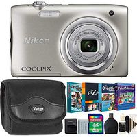 Nikon Coolpix A100 20MP Digital Ultra Slim Digital Camera Silver with Kids Photo Editing and Scrapbooking Collection and More Accessories