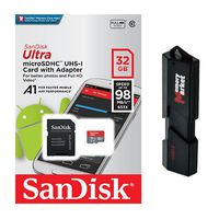 5 Pack - SanDisk Ultra A1 32GB MicroSD HC Class 10 UHS-1 Mobile Memory Card (SDSQUAR-032G) LOT of 5 with Ultra high Speed USB 3.0 MemoryMarket MicroSD & SD Memory Card Reader