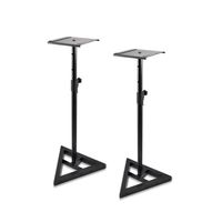 Pyle Universal Monitor Speaker Stands - Heavy Duty Studio Speakers Holder 9" Metal Square Platform  26" - 52" Telescopic Height Adjustment & Three-Point Triangle Base Plate w/ Floor Spikes - AZPSTND35