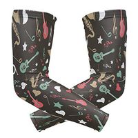 LEVEIS Guitar Instrument Music Arm Sleeves UV Protection for Men Women Sunblock Protective Gloves Running Golf Cycling Driving Long Arm Cover 1 Pair