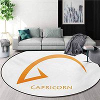 RUGSMAT Zodiac Capricorn Modern Machine Washable Round Bath Mat,Simplistic Minimalist Zodiac with Warm Colors Abstract Design Non-Slip Soft Floor Mat Home Decor,Round-59 Inch Pale Orange and White