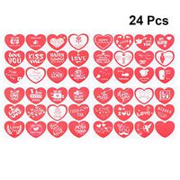 Amosfun 24pcs Heart Shaped Sticker Envelopes Seal Sticker Gift Box Decorative Labels for Valentines Day Supplies Stationery Paperwork Arts