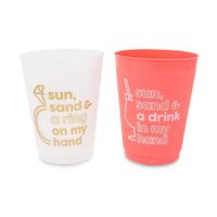 Sun & Sand Bachelorette Party Cups by Stag & Hen | 15 Pack With Bonus Cup For The Bride | 16 oz. | Beach Bachelorette Party Cups, Decorations, Supplies