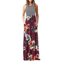 Maxi Dresses for Women Casual Gibobby Women's Dresses-Summer Floral Bohemian Spaghetti Strap Button Down Swing Midi Dress with Pockets Wine