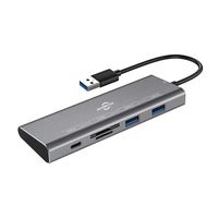 【All-in-one】 Type-C Docking Station MacBook Charging Model USB3.0+TF+SD Card Slot Expansion Splitter HUB (Grey)