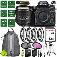 Nikon D750 DSLR Full Frame Camera with 24-120mm VR Lens + 4 Piece Macro Close-Up Set + 3PC Filter Kit (UV FLD CPL) + Tripod + Backpack