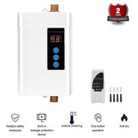 Caredy Water Heater, Instant Water Heater,Mini Electric Tankless Water Heater Hot Water Heater Electric Water Heater Instant Hot Water Household Hot Water Tank (White US Plug 110V 3000W)