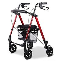Aluminum Rolling Mobility Walker, Easily Fords, 300 Pound Weight Capacity,Red
