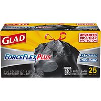 Glad Large Drawstring Trash Bags – ForceFlexPlus 30 Gallon Black Trash Bag - 25 Count Each (Pack of 6)