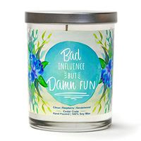 Bad Influence But Damn Fun | Citrus, Raspberry, Sandalwood | Luxury Scented Soy Candles |10 Oz. Jar Candle | Made in USA | Best Friend Gifts For Women | Funny Gifts For Friends | Funny Candles
