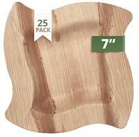 CaterEco Wave Palm Leaf Plates Set  (Pack of 25) | Salad Plates | Ecofriendly Disposable Dinnerware | Heavy Duty Biodegradable Party Utensils for Wedding, Camping & More