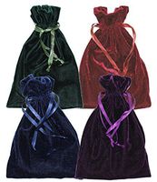 Velvet Jewelry Bag, Soft Drawstring Pouch, Tarot, Dice, Rune or Card Gift Bag, Small 4" x 6" (Navy, Purple, Rose & Hunter Green, 4 Pack)